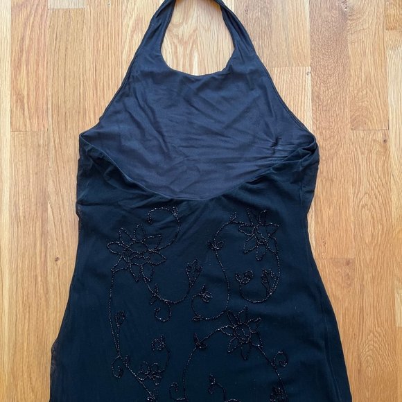 Laundry Mesh Beaded Halter Gown, Size M - Picture 7 of 11